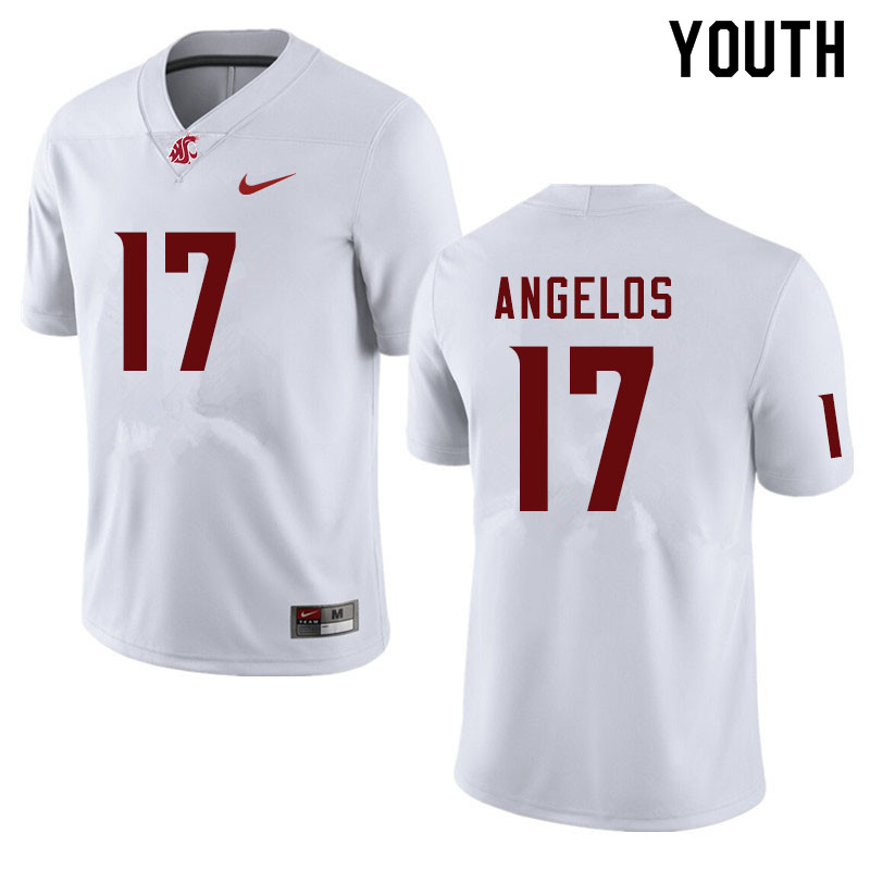 Youth #17 Aaron Angelos Washington State Cougars College Football Jerseys Sale-White - Click Image to Close